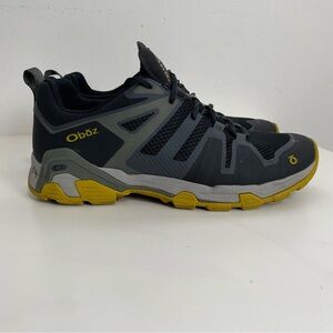 Oboz Arete Low Hiking Shoes Men’s 9.5 Waterproof Trail Mesh Black Yellow,